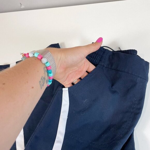 Nike Youth Drawstring Straight Athletic Track Pants Navy Blue M Pockets Y2k 90s - Picture 4 of 10